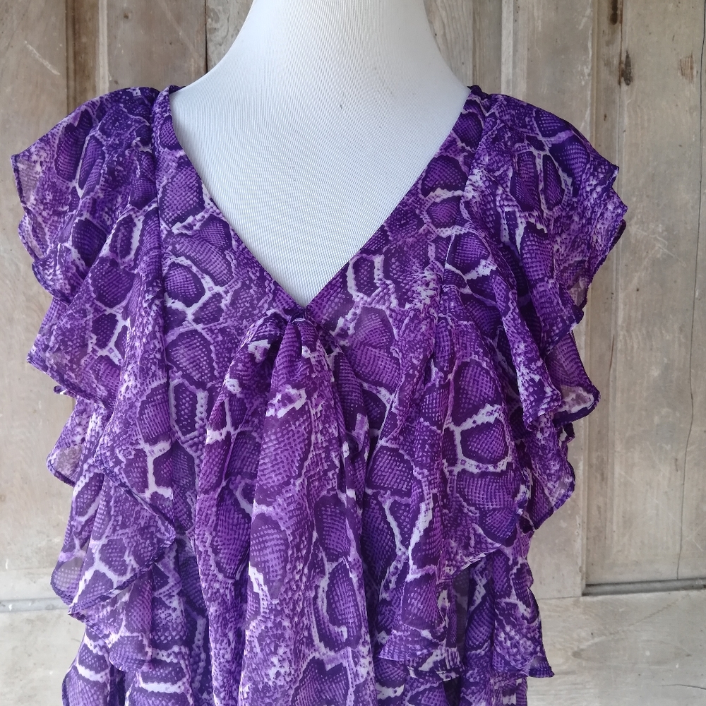 Purple Python Ruffle Top - image 6